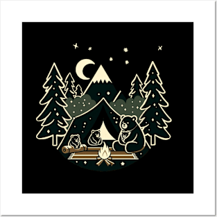 Bears on a cozy campsite Posters and Art